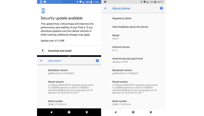Google Pixel 2, disponibile un aggiornamento
