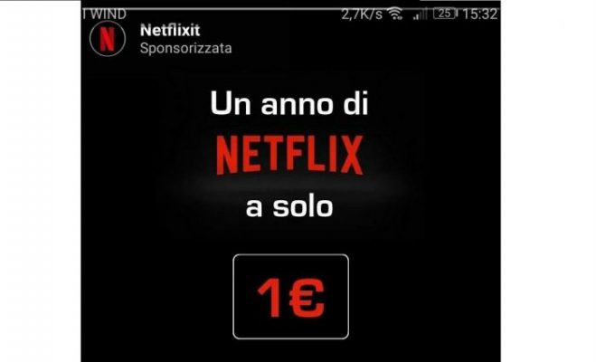 Instagram, phishing su Netflix che propone l'abbonamento annuale a solo 1 euro