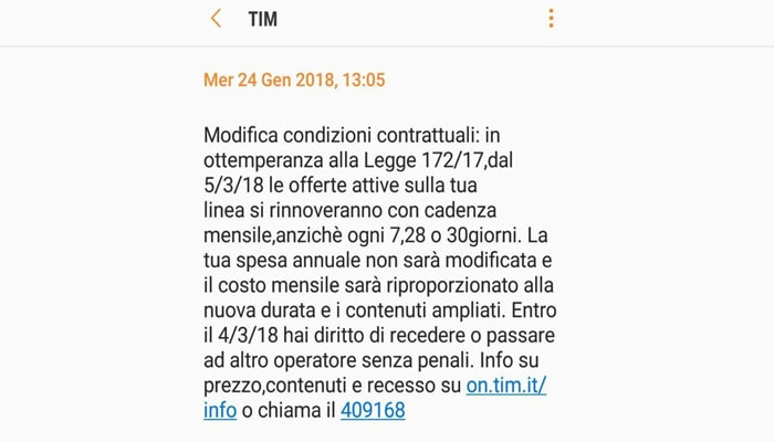 TIM, aumenti per i nuovi rinnovi