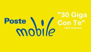 PosteMobile propone "30 Giga Con Te" a soli 10 euro ogni 4 settimane
