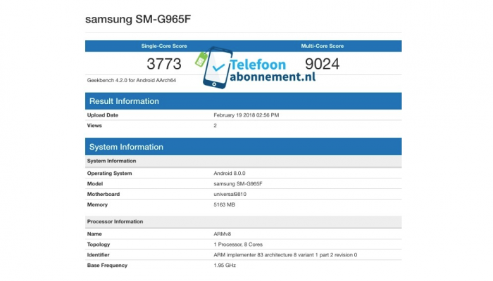 Samsung Galaxy S9 Plus Benchmark