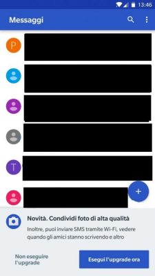 app messaggi Android screen update