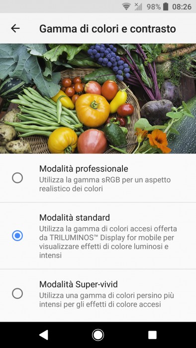 menu display 2 Xperia XZ1