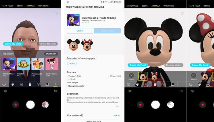 AR Emoji di Topolino e Minnie su Samsung Galaxy S9