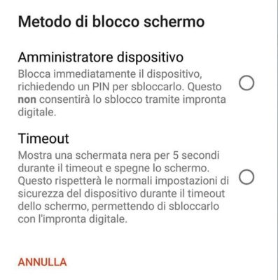 Android P sblocco schermo impronta