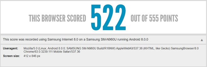 Galaxy Note 9 HTML5Test