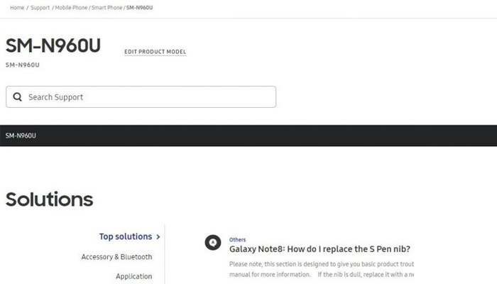 Galaxy Note 9 sul sito Samsung