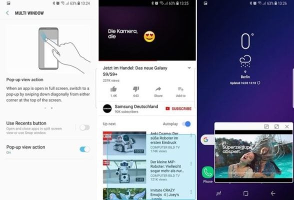 Galaxy S9 multi window