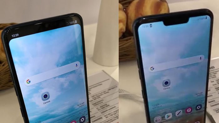 LG G7 con e senza notch