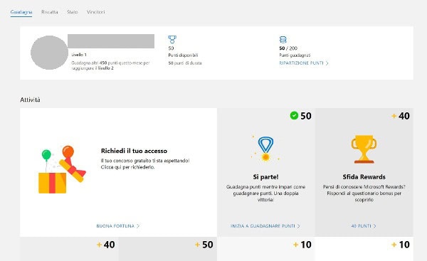 Microsoft Reward Iscrizione