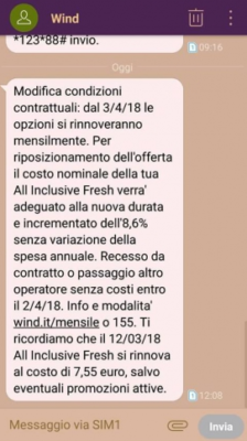 SMS Wind rinnovo mensile