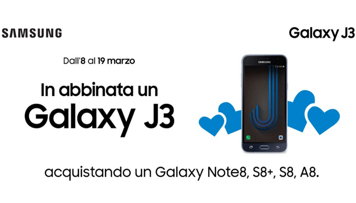 Samsung Galaxy J3 2017 gratis da Unieuro