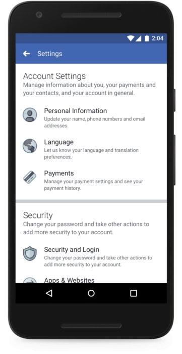 Settings 2.0 – Security Card