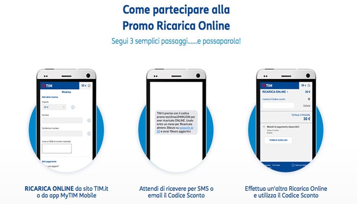 TIM ricarica online 10 euro gratis