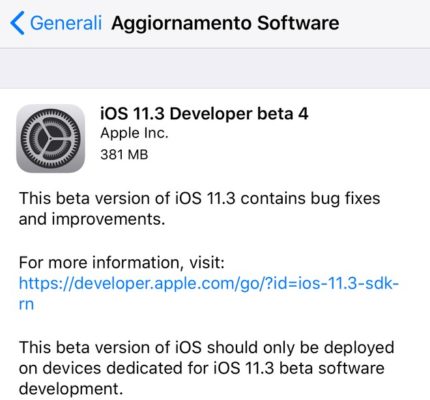 apple update iOS 11.3 DB4