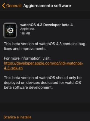 apple update watchOS 4.3 DB4