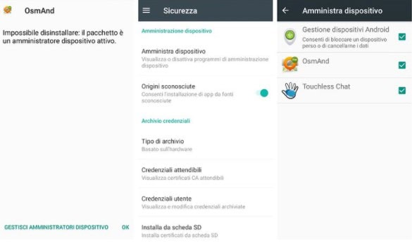 applicazioni Android che non si disinstallano
