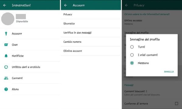 nascondere foto profilo Whatsapp