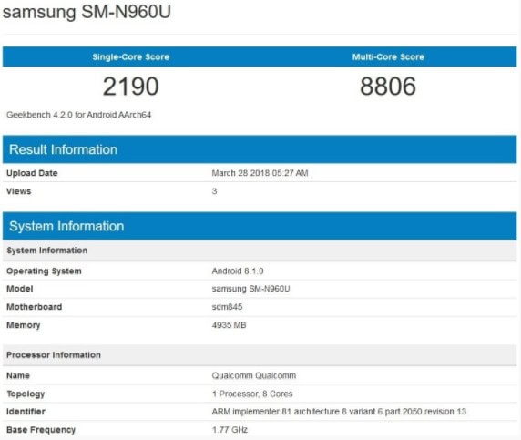 note 9 geekbench