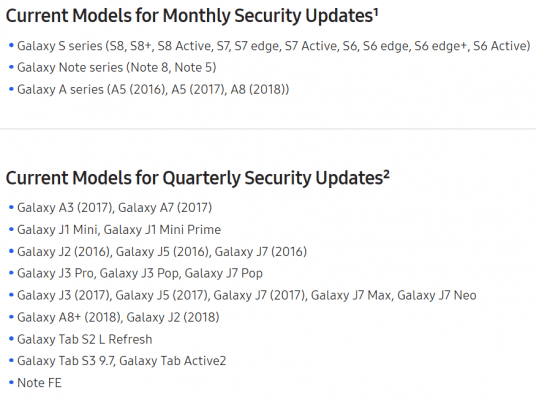 patch Samsung dispositivi supportati