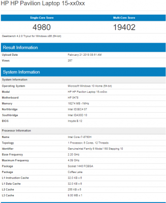 test Intel Core i7-8750H