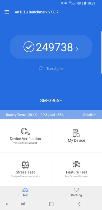 Galaxy S9 Plus AnTuTu 7.0.7 Galaxy S9 Plus AnTuTu 7.0.7