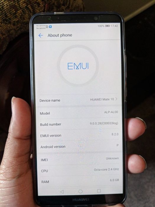 Huawei Mate 10 Pro Android P EMUI 8.2