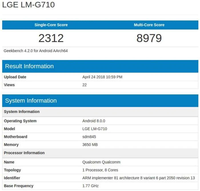 LG G7 ThinQ Benchmark