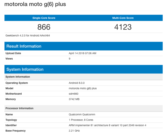 Motorola Moto G6 Plus Benchmark