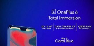 OnePlus 6 coral Blue