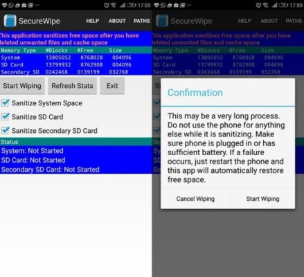 SecureWipe cancellare dati Android