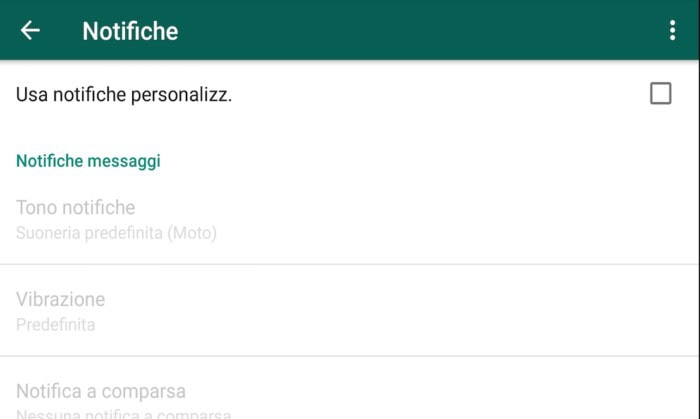 personalizzare notifiche Whatapp