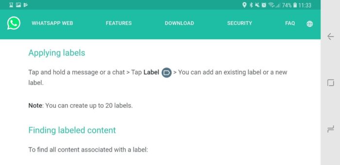 WhatsApp prepara etichette e colori per classificare messaggi e conversazioni