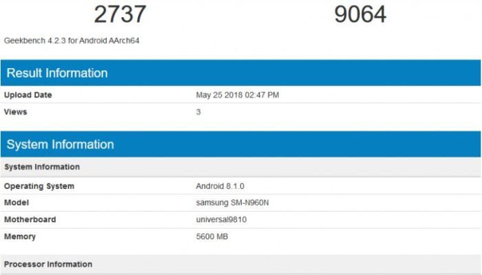 Benchmark Samsung Galaxy Note 9 con Exynos 9810