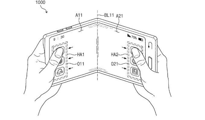 Samsung, brevetto su uno smartphone pieghevole