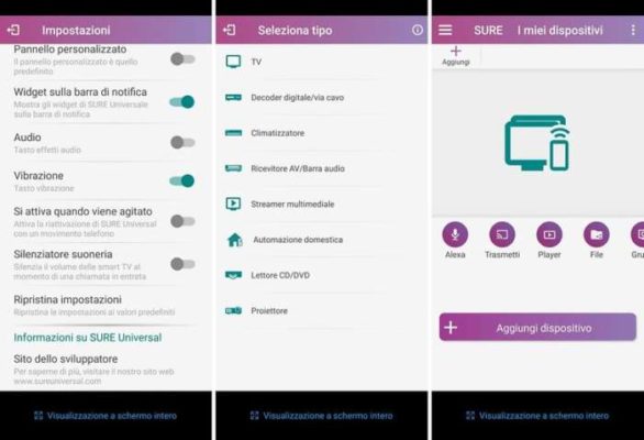 Sure app smartphone telecomando
