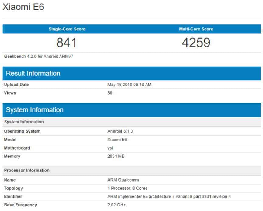 Xiaomi E6