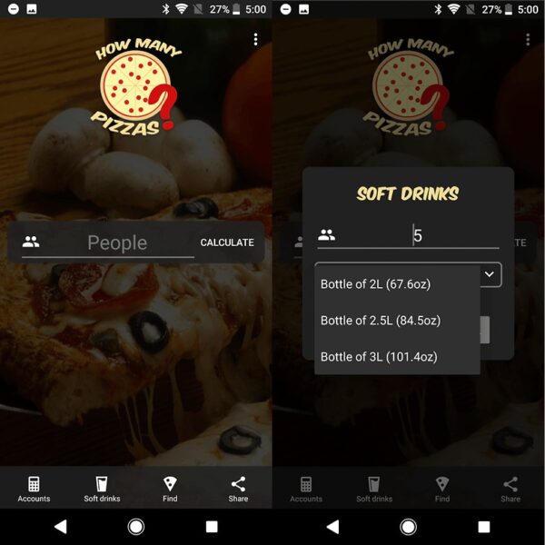 how manypizzas app Android