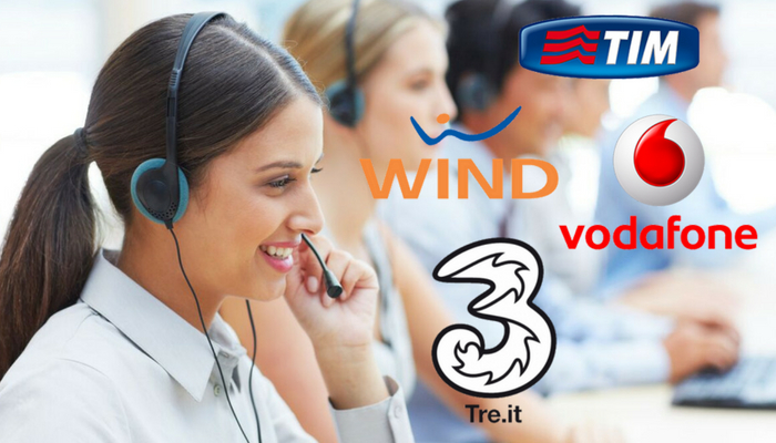 wind, tre, vodafone, tim call center