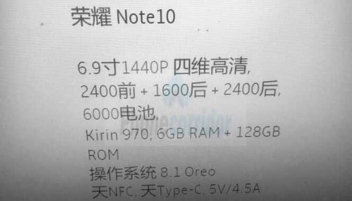 Honor Note 10, le caratteristiche