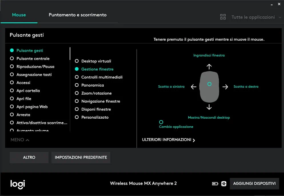 Personalizzazione Logitech MX Anywhere 2