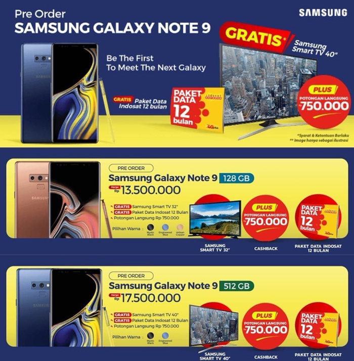 Samsung Galaxy Note 9, i prezzi in Indonesia 