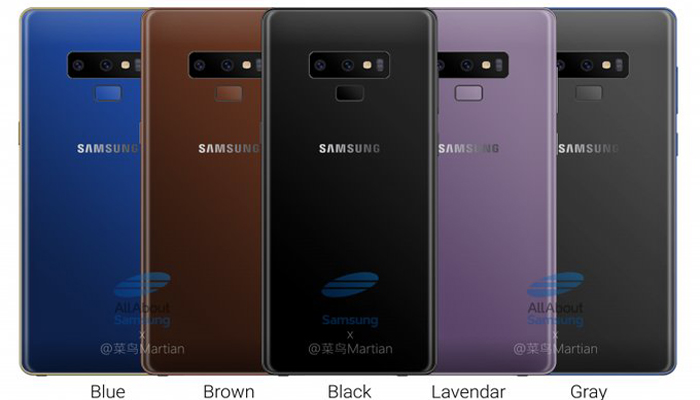 Samsung Galaxy Note 9, le possibili colorazioni