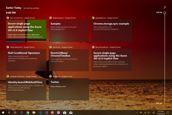 Timeline Windows 10 Google Chrome