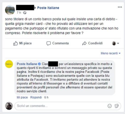truffa facebook postepay poste italiane