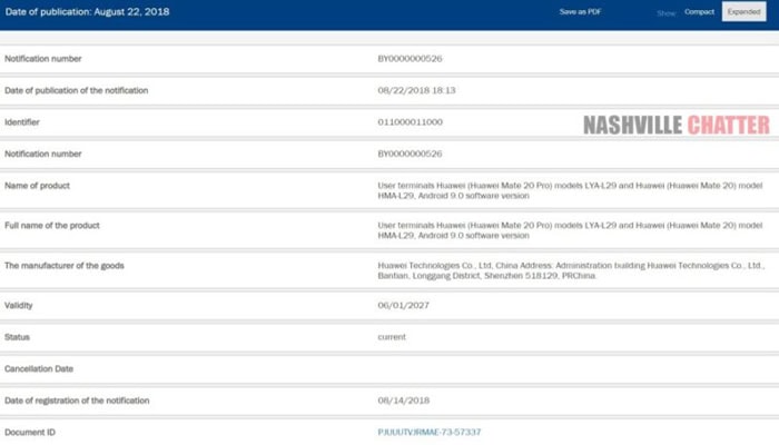 Huawei Mate 20 e Mate 20 Pro certificati