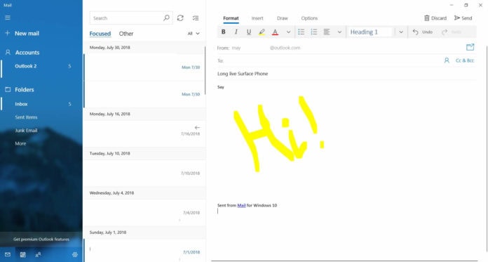 Windows 10 Posta e Calendario firma email
