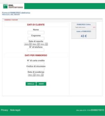 messaggio truffa BNL