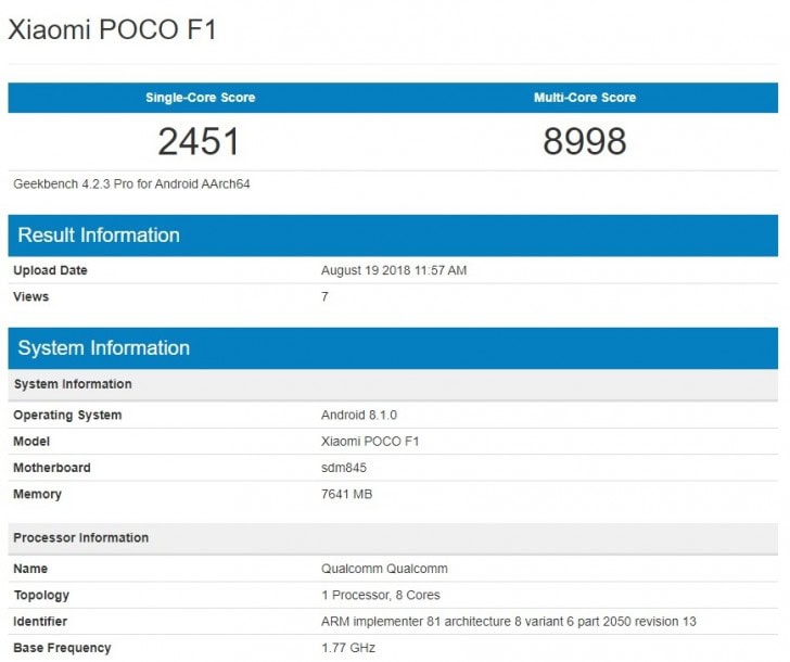 pocophone F1 benchmark