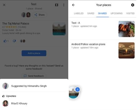 Google Maps pianificazione di gruppo